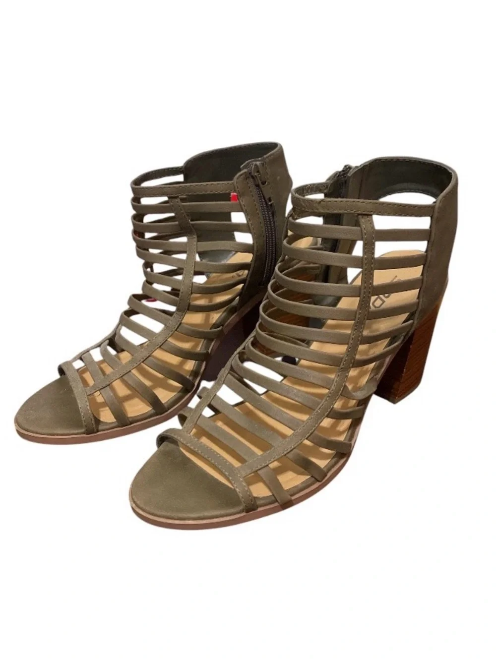 Corkys Olive Strappy Block Heel Sandals - Picture 2 of 8